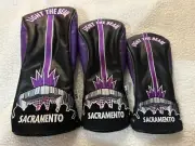 SACRAMENTO KINGS LIGHT THE BEAM DRIVER, FAIRWAY & RESCUE HEAD COVERS PRG GOLF