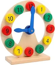 NAMOARLY Number Clock Toy for Boys and Girls Wooden Educational Toy Shape Learning Clock Improve Hand-Eye Coordination