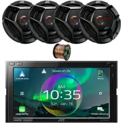 2DIN 6.8" Touchscreen Bluetooth HDMI/WiFi Car Radio, 4x 6.75" 300W Speaker, Wire