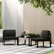 3 Piece Garden Sofa Set with Cushions Aluminium Anthracite vidaXL