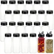 24 Pack 3.5 oz Square Plastic Spice Jars,Seasoning Containers with Black Scre...