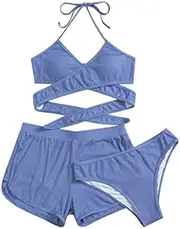 [YANYUESHOP] Sexy Women Bikini Brazilian Swimsuit Push-up Bra Bikini Set Two Piece Swim Suit Swimwear Beachwear Bathing (Size : Large)