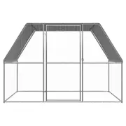 Chicken Cage Hen House Coop Enclosure Silver and Grey Galvanised Steel