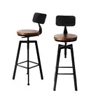 2x Bar Stool Kitchen Wooden Metal Levede
