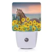 Horse Night Light,Sunflower Farm Animal Horses Plug-in Night Lights with Dusk...