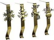 FONDOTIN 4pcs Vintage Iron Christmas Stocking Hooks Decorative Xmas Sock Fixing Hangers for Fireplace Garlands and Home Decor Antique