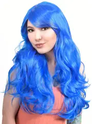 Evie Royal Blue Long Wavy Womens Costume Wig