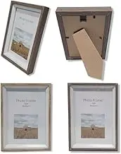 [4pcs] LYLAC Homeware Photo Frame, 6 x 8 inch, Wall Mount or Tabletop Display, Glass Panel, 2 Colours