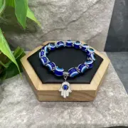 Lucky Evil Eye Hamsa Beaded Bracelet Stretch Protection & Blessings New B5891