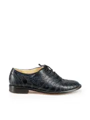 Black Leather Patterned Oxfords