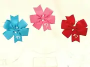 3 Personalized Hairbows Lot, Girls Monogram, Candy Pink, Red, Summer- Initial D