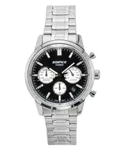 Casio Edifice Chronograph Stopwatch Date 12/24 Leather Strap Black Dial Quartz EFR-575D-1A 100M Men's Watch