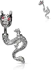 [Pain-is-Art] Dragon with Gemmed Eyes 316L Surgical Steel Navel Piercing