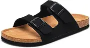 [Torotto] Kids Sandals Boys Girls Slide Summer Non-slip Cork Sandals with Adjustable Straps for Indoor & Outdoor, Black, 12 Little Kid
