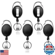 Teskyer Badge Reel, 5 Pack Retractable Badge Holders with Carabiner Belt Clip