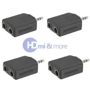 4x Dual 2- 6.35mm Stereo Jack to 3.5mm 1/8" Stereo Plug Audio Cable Adapter