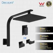 Decaura 8" Rain Shower Head Set Gooseneck Shower Arm with Square Mixer Taps