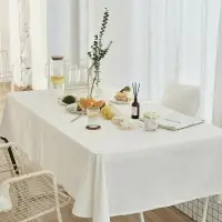 在飛比找樂天市場購物網優惠-桌布法式白色梳妝臺宿舍桌墊復古純色布藝裝飾布拍照布景背景布