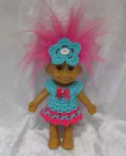 Made to fit your 7" TRACEY TROLL, Clothes #05 Crochet Dress & Flower Headband