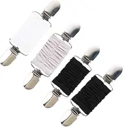 [MXYZQDE] Pack of 4 Stretchy Scarf Holders with RCA Clip and Waist Clip, Stretch Design for Shirts and Scarves, Ideal as Cardigan Clips and Shirt Clips (Black, White, Grey)