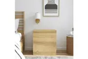 Light Oak Handleless Bedside Table with 2 Drawers Dresser Modern