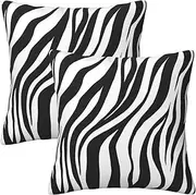 Black and White Zebra Print Striped Pillow Covers 18x18 in Couch Pillow Case Sets of 2 Modern Decorative Square Throw Pillows for Home Living Room Bedroom Bed Cushion Outdoor