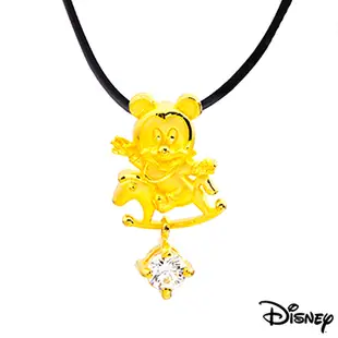 Disney迪士尼金飾 木馬米奇黃金墜子 送項鍊