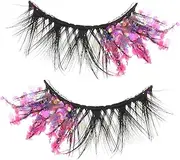 MUSISALY 2Pcs Luminous False Eyelashes Wispy Natural Look Comfortable Curl Design for Stage Makeup for Parties Events Eye Catching Decorative Lashes