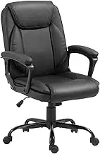 Ergonomic Office Chair PU Lather Computer Chair Swivel Executive Chair Reclining Adjustable Height Home Office Black