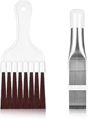 WHYCNJL Pack of 2 Condenser Cleaning Comb, Air Conditioning Condenser Fin Comb Dryer, Lamellar Comb Stainless Steel Fin Cleaning Brush Evaporator Cooler Repair Tool