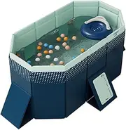 Swimming Pool not Inflatable Foldable, 295 x 165 x 55cm Thicken Wear Resistant Pool Above Ground Pools Two drains Composite Board Support Bath for Adult Kid Dog 160cm