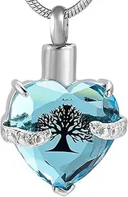 DOTUIARG Heart Crystal Cremation URN Necklace for Ashes Jewelry Memorial Keepsake Pendant of Loved Loves