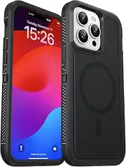 [ELEPIK] for iPhone 14 Pro Max Case [Compatible with Magsafe] [Military Double-Layer Drop Protection] [Non-Slip] Phone Case for iPhone 14 Pro Max with Wireless Charging, Dustproof, Black