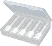 KALLORY 6pcs Coin Storage Tube Holder Clear Round Plastic Capsules with Storage Box for Organizing and Protecting Collectible Coins Tubes