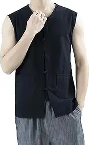 [ZIRIA] Vintage Vest Men Cotton Linen Shirt Vest Tank Top Tang Suit Traditional Chinese Clothing Sleeveless Open Cardigan