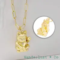在飛比找蝦皮商城優惠-Wanderlust+Co 澳洲品牌 立體鑲鑽金色招財貓項鍊