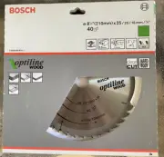 BOSCH OPTILINE 210mm 8 1/4” 40T CIRCULAR SAW WOOD CUTTING BLADE 25/20/16mm Arbor
