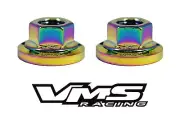 2 VMS RACING STRUT TOWER DRESSUP NEOCHROME WASHERS & FLANGED NUTS FOR SUBARU (for: Subaru)