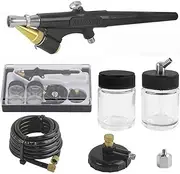 Airbrush Gun Set, Spray Gun Compressed Air, Mini Paint Spray Gun with Air Intake Adapter and Air Pressure Switch, Ideal for Model Making, Makeup and Car Painting, with External Mixing Siphon Feed