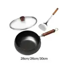 Non Stick Wok with Glass Lid Spatula Stir Fry Pan for Hotel Camping Kitchen