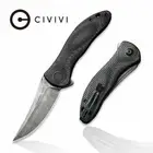 CIVIVI Synergy3 Twill Carbon Fibre Handle Stonewash Damascus C20075A-DS1