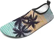 [BTCOWZRV] Water Shoes for Women Men Palm Tree Geometric Pattern Water Sports Shoes Slip-on Breathable Lightweight Athletic Aqua Sock
