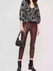 EX DOROTHY PERKINS LADIES BLACK TEXTURED GINGHAM SHIRRED WAIST TOP (301) SALE