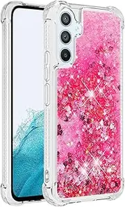[QIWEIQING] Compatible with Samsung Galaxy S23 FE Glitter Liquid Case, Mobile Phone Cases Liquid Colour Gradient Stars High Performance Protection Silicone Bumper Protective Case for Galaxy S23 FE.Pink