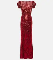 [Jenny Packham] Jenny Packham Sungem sequined gown AU 12 red