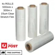 4x ROLLS 500mm x 300m x 23um Clear Stretch Film Pallet Wrap Wrapping BEST PRICE