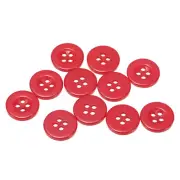 10pcs Resin Sewing Buttons 1/2" Round Flat 4-Hole Craft Buttons, Red