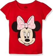 [Disney] Girls' Toddler Minnie Short Sleeve Puff Tee, Red Cherry, 4T, Red Cherry, 4 Years