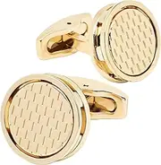 [Jonwo] Golden Hollow Out Design Cufflinks for Men Lady In Gift Case Classic Round Men's Cufflinks Jewelry Set for Wedding Anniversary Business Party Events Tuxedo Dress, 17mm/0.67 Inch, Brass, no