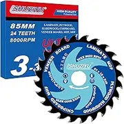 3-3/8" (85mm)-24T, Wood Working Circular Saw Blade, Arbor 15mm with 10mm Wahser, for Laminate, Veneer Board, Plywood, Hard Wood, MDF and HDF Cutting
